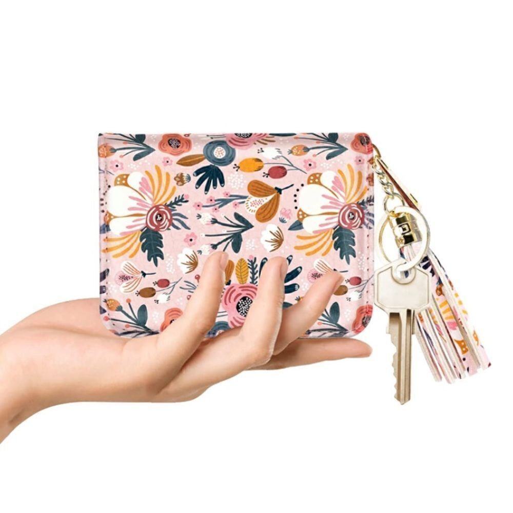 Pink Floral Leather Compact Wallet - Picture 3 of 4